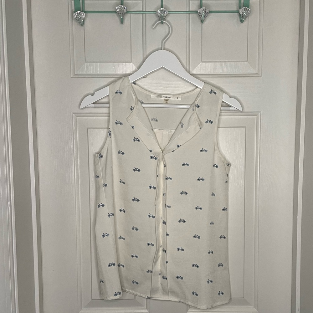 fun2fun Toronto Bicycle Print Split Neck Top